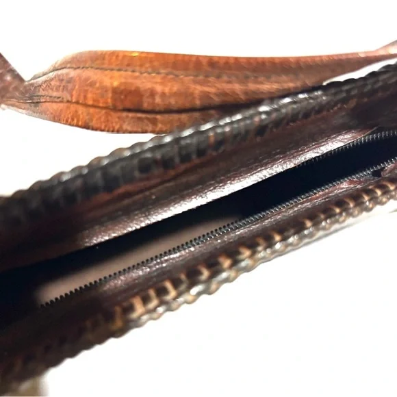 Vintage handmade Brown Textured snakeskin, leather Shoulder Bag
